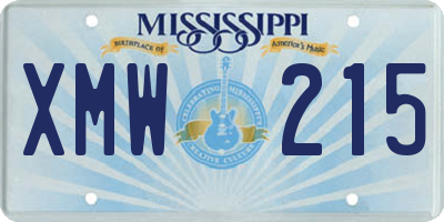 MS license plate XMW215