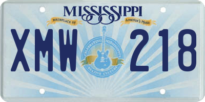 MS license plate XMW218