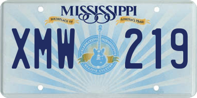 MS license plate XMW219