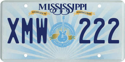 MS license plate XMW222