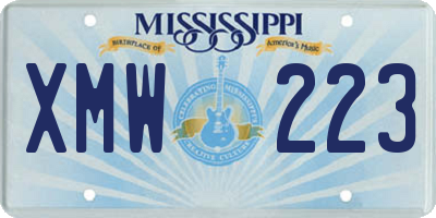 MS license plate XMW223