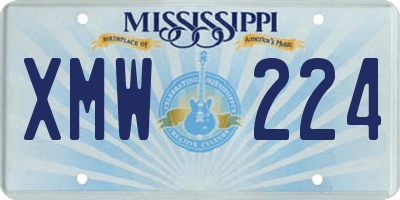MS license plate XMW224