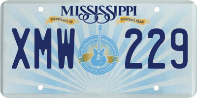 MS license plate XMW229
