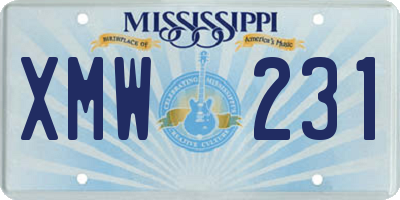 MS license plate XMW231