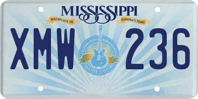 MS license plate XMW236