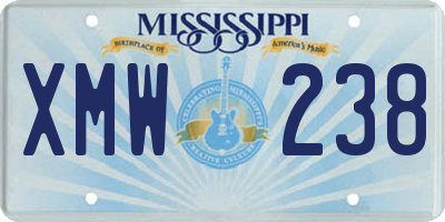 MS license plate XMW238