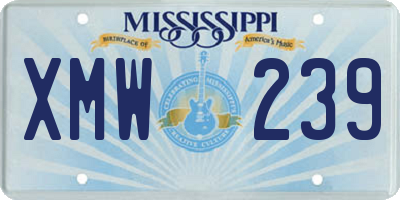 MS license plate XMW239