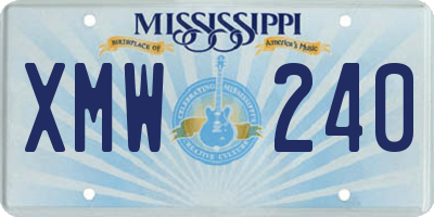 MS license plate XMW240