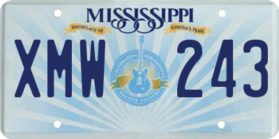 MS license plate XMW243