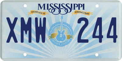 MS license plate XMW244