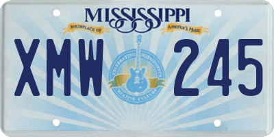 MS license plate XMW245
