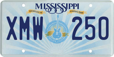 MS license plate XMW250