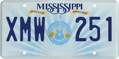 MS license plate XMW251