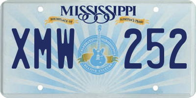 MS license plate XMW252