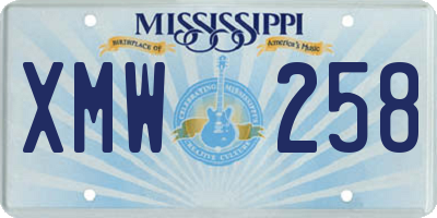 MS license plate XMW258