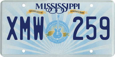 MS license plate XMW259