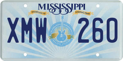 MS license plate XMW260