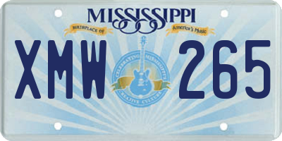 MS license plate XMW265
