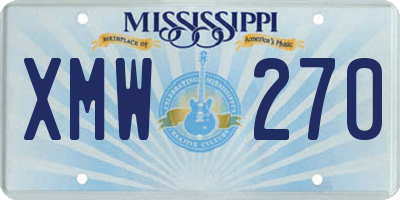 MS license plate XMW270