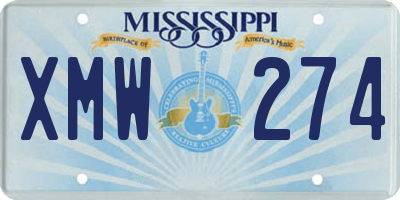MS license plate XMW274