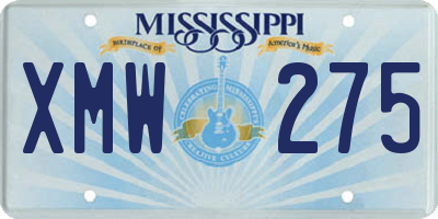 MS license plate XMW275
