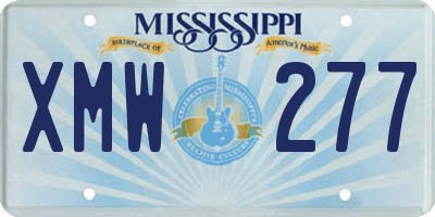 MS license plate XMW277