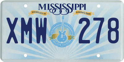 MS license plate XMW278