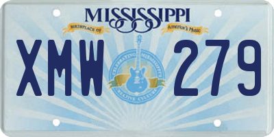 MS license plate XMW279