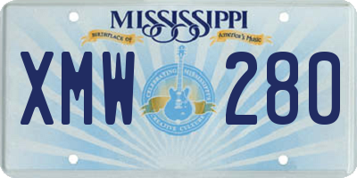 MS license plate XMW280