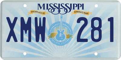 MS license plate XMW281