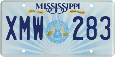 MS license plate XMW283