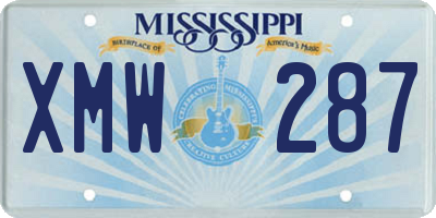 MS license plate XMW287