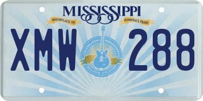 MS license plate XMW288