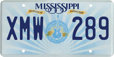 MS license plate XMW289