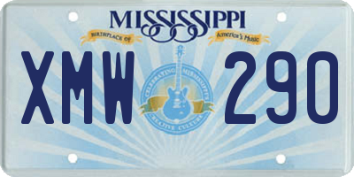 MS license plate XMW290