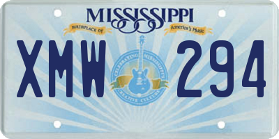 MS license plate XMW294