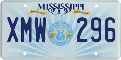 MS license plate XMW296