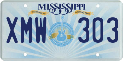 MS license plate XMW303