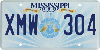 MS license plate XMW304