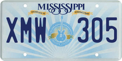 MS license plate XMW305