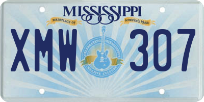 MS license plate XMW307