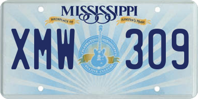 MS license plate XMW309