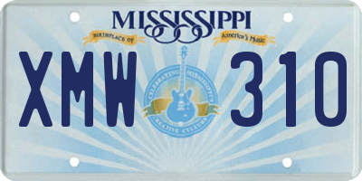 MS license plate XMW310