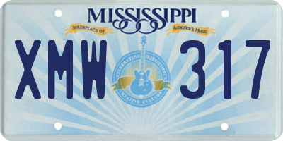 MS license plate XMW317