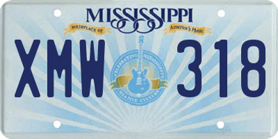 MS license plate XMW318
