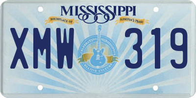 MS license plate XMW319