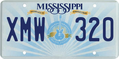 MS license plate XMW320