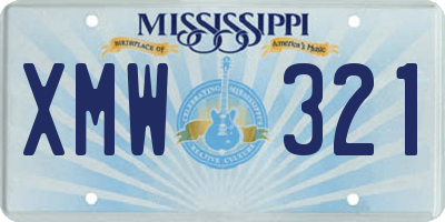 MS license plate XMW321