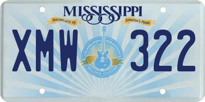 MS license plate XMW322