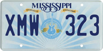 MS license plate XMW323